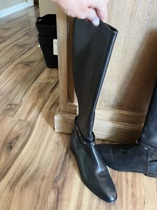 Ted Baker Women's Knee High Boots Black Leather 38.5 - 7.5 US - Picture 1 of 6