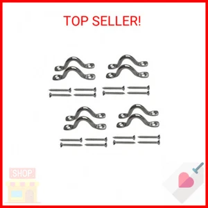 8 Pcs Stainless Steel 3/8" Pad Eye Straps for Bimini Boat Top with 16 Pcs Screws - Picture 1 of 2