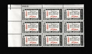Unused US Postage 9 Block 4 Cent Stamps I Have Sworn Hostility Against Tyranny - Picture 1 of 2