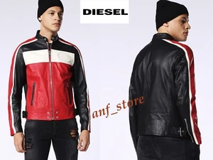 NUEVO CON ETIQUETAS Diesel L-STONE Hombres CUERO Moto Chaqueta NEGRA M MEDIANA $995 - Imagen 1 de 10