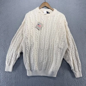 Vintage Old Glory Sweater Men's XL Beige Chunky Cable Knit Fisherman Preppy 90s - Picture 1 of 9