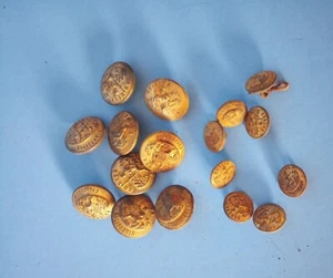 17 Vintage Antique Buttons -9 Large 8 Small- Eureka California on Buttons - Picture 1 of 4