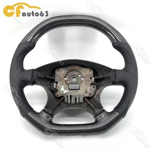 Volante plano de fibra de carbono real apto para Honda Civic 1996-2000 negro - Imagen 1 de 5