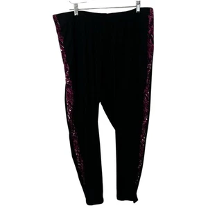 Roaman's Leggings Donna 26/28 Nero Viola Astratto Pannelli Laterali Elasticizzati  - Foto 1 di 8