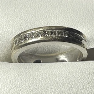 14K Solid White Gold Mens Wedding Band Ring - About 8 Grams Size 10 - Picture 1 of 6