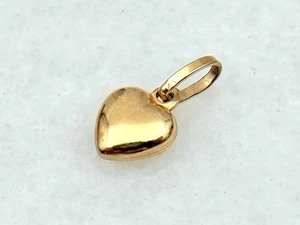 Vintage 10k Gelbgold 3D Puffy Herz Design Zierlich Anhänger/Charm - Bild 1 von 3