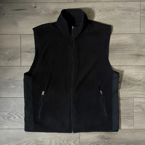 Vtg GAP Fleece Vest Y2K 90s Pockets Sleeveless Jacket Layering Black Mens Large - Picture 1 of 3