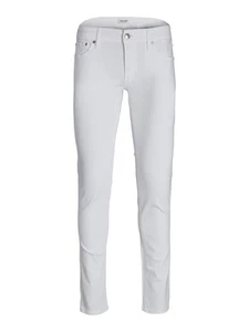 Pantalones de mezclilla Jack & Jones ajustados para hombre (JJIGLENN JJORIGINAL MF 221 SN) en blanco - Imagen 1 de 8