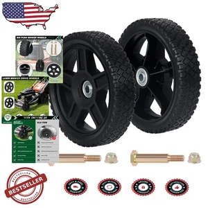 8" Lawn Mower Wheels 2-Pack - Durable PVC, Easy Install, Shock Absorbent - Picture 1 of 10
