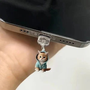 Cute Cat Dust Plugs Reusable Pendant Acrylic for Mobile Phone Charging Port - Photo 1 sur 9