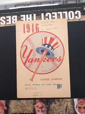 1946 New York Yankees Vs Boston Red Sox  Program DiMaggio/Williams Rd Descrip - Image 1 of 4