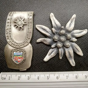 AUSTRIA🇦🇹METAL MAGNET✅LOT35 SET OF 2✅SCHLADMING COW BELL NATIONAL EDELWEISS🎗 - Picture 1 of 5