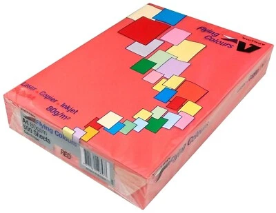 Victory Flying Colours A4 Copy Paper 80gsm Laser Inkjet Red Color 500 Sheets - Image 1 of 4