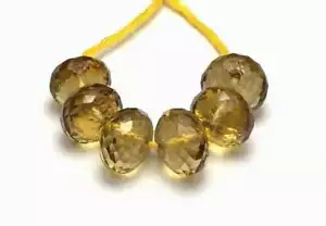 6 pcs CITRINE 10mm Faceted Rondelle Beads AAA NATURAL - Picture 1 of 2