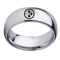 Pittsburgh Steelers Football Team Silver Stainless Steel Rings for Men Women