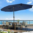  15ft Large Outdoor Patio Umbrella with Base Included, 15FT w/ BASE Navy Blue