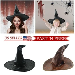 Women Large Ruched Witch Wizard Hat Halloween Party Costume Cosplay Accessory US - Picture 1 of 15