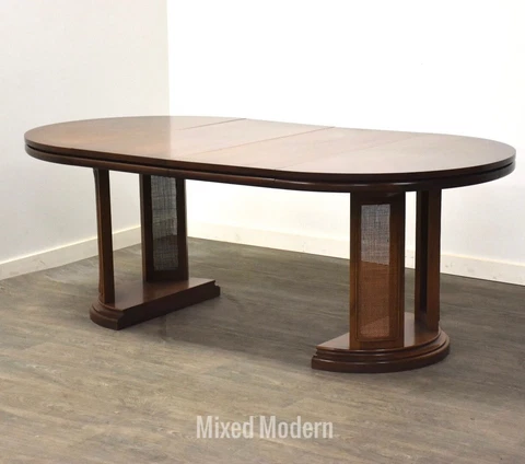 Walnut & Cane Extendable Mid Century Dining Table Cover