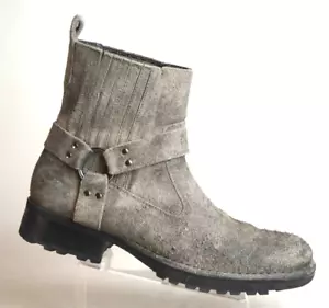 RJ Colt Minor Men's 10.5 M Suede Leather Harness Ankle Biker Boots Taupe Gray - Picture 1 of 10