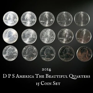 2014 D P S America The Beautiful Quarter Set 15 Coin Set Brilliant Uncirculated - Picture 1 of 2
