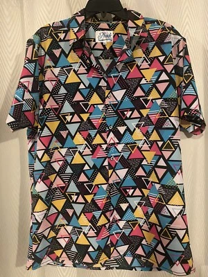 Camisa estampada geométrica BelAir para hombre abotonada años 90 L años 80 hawaiana Foto 1 de 4