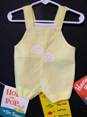 Vintage Baby Romper Yellow Embroidered BABY Blocks 1960s Unisex Boys Girls 0–6M - Image 1 of 4
