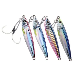 OCEAN CAT Slow Pitch Fall Metal Lead Glow Jigs Jigging Fishing Lures 40g 60g 80g - Picture 1 of 12