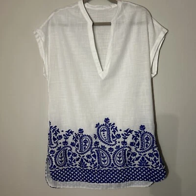 Vestido túnica Athleta bordado luxo tamanho grande natação cover-up XS branco - Imagem 1 de 4