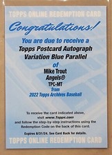 2022 Topps Archives Mike Trout Postcard Variation Redemption 🔥 USED 🔥 Auto SSP