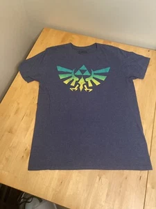 Nintendo Legend Of  Zelda Graphic Blue Tee Mens Medium  Shirt Retro Gaming - Picture 1 of 4