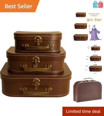 Stylish Brown Storage Suitcases Set of 3 - Ideal for Organizing and Decorating - Image 1 of 4