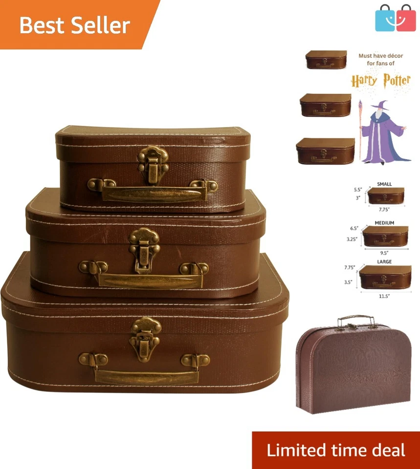 Stylish Brown Storage Suitcases Set of 3 - Ideal for Organizing and Decorating - Image 1 of 4