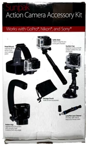 Sunpak Action Camera Accessory Kit for GoPro Nikon Sony, 6-Piece Kit - Picture 1 of 15