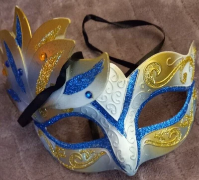 Blue And Gold Mardi Gras/ Halloween Mask - Image 1 of 2