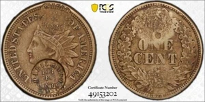 (c.1870) Costa Rica F. Pinto Habiltado Token C/S ON US Cent PCGS XF40 Lot#G8312 - Picture 1 of 4