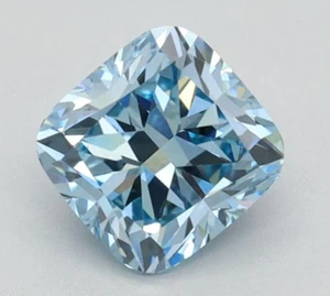 3.40 Ct Certified VVS1 Cushion Cut 9x9 MM Blue Natural Diamond Great Shine - Picture 1 of 8