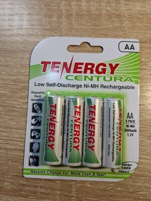 Paquete de 4 baterías recargables TENERGY CENTURA tamaño AA baja autodescarga Ni-MH Foto 1 de 2