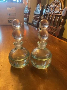 Pair Cool Round Crystal Ball Perfume Bottle with double ball Stoppers - Picture 1 of 5