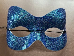 Blue Glitter Masquerade Ball Eye Mask Fancy Dress Costume Box of 7 - Picture 1 of 4