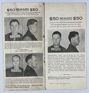 Postales de colección buscadas, 1927, prisioneros escapados, departamento de guerra de Estados Unidos, lote de 2 - Imagen 1 de 5