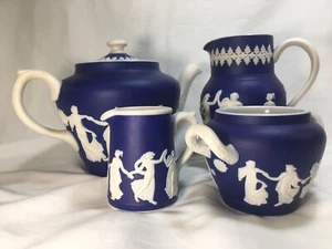 Dudson Hanley Jasper Ware England Dancing Classical Ladies 4 PIECE TEA SET - Picture 1 of 9