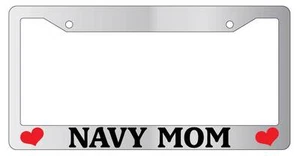 Chrome METAL License Plate Frame NAVY MOM Auto Accessory - Picture 1 of 1