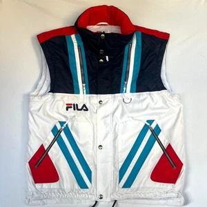 FILA 90s Vintage ITALIA Ski Embroidered Spell Out Puff Vest Jacket Size 52 / XXL - Bild 1 von 24