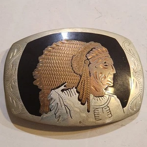 German Silver Belt Buckle Indian Hand Engraved *7C* - Picture 1 of 4
