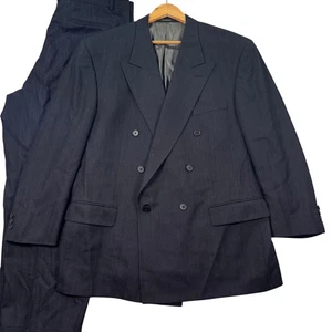 VTG Monsieur Givenchy Mens 46R Suit Pinstripe Double Breasted Blazer Pants 38x30 - Picture 1 of 20