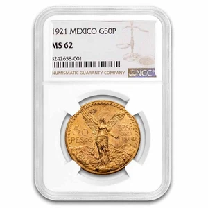 1921 Mexico Gold 50 Pesos MS-62 NGC - Picture 1 of 3