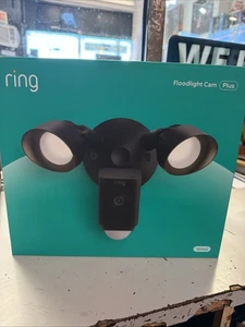 Ring - Floodlight Cam Plus Outdoor Wired 1080p Surveillance Camera - Black - New - Picture 1 of 3