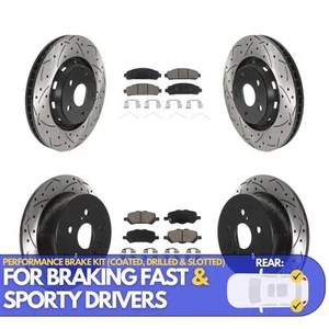 Front Rear Drilled Rotors Ceramic Brake Pads Kit for 2009-2016 Toyota Venza OE5X - Picture 1 of 13