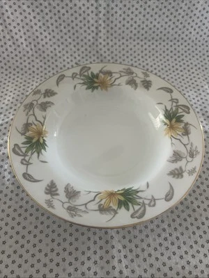 Tazón de sopa/cereal Narumi China Avalon 421 8,5 pulgadas borde blanco y dorado/flores amarillas Foto 1 de 4