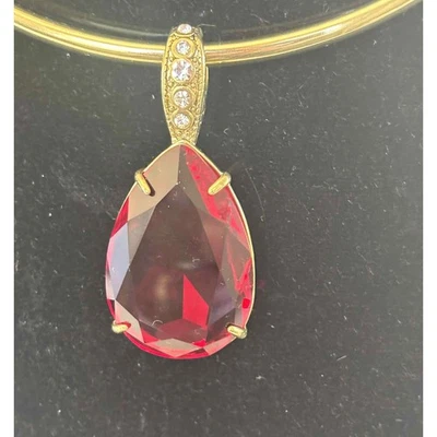 Heidi Daus Red Ruby Tear Drop w/Gold Collar Enhancer Choker Necklace Gold Tone - Image 1 of 4